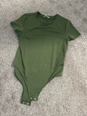 Olive Green Short Sleeve One-Piece Bodysuit